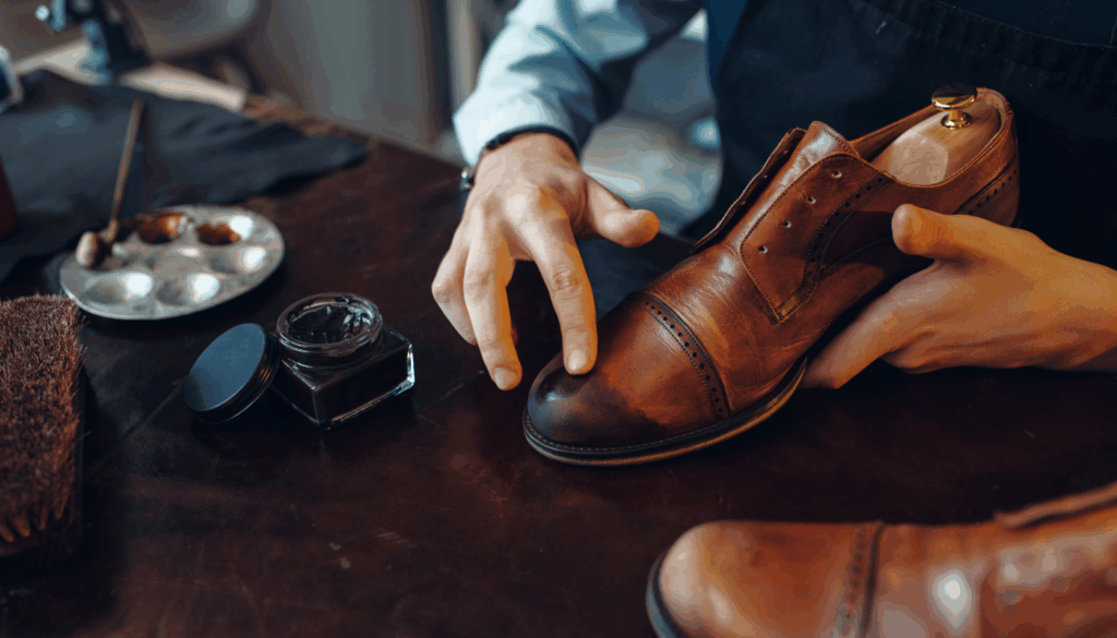 Artesano realizando zapatos a medida